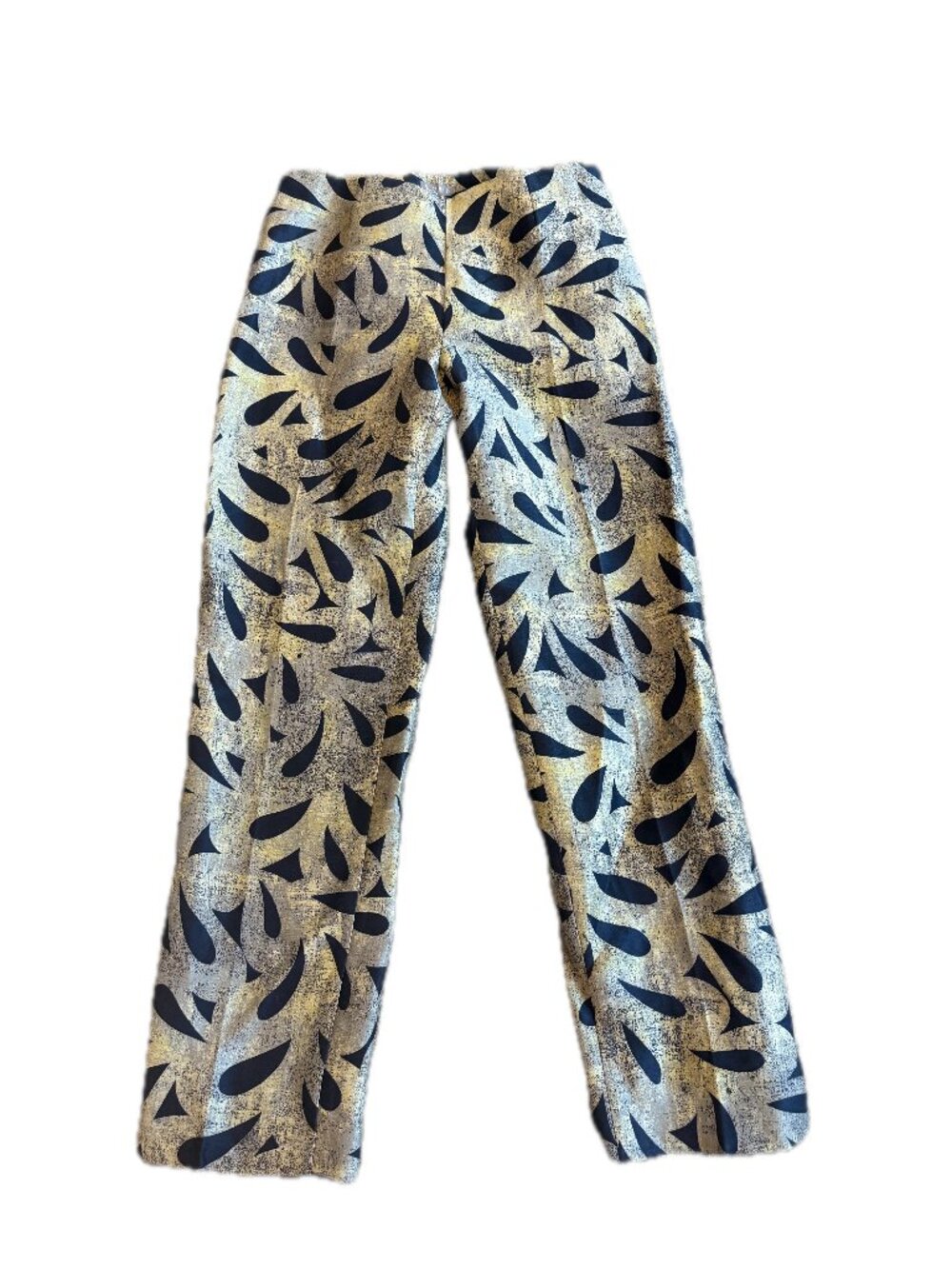 Sigrid Olsen Gold Black Abstract Print Cropped Trousers Pants Size 4 Women's